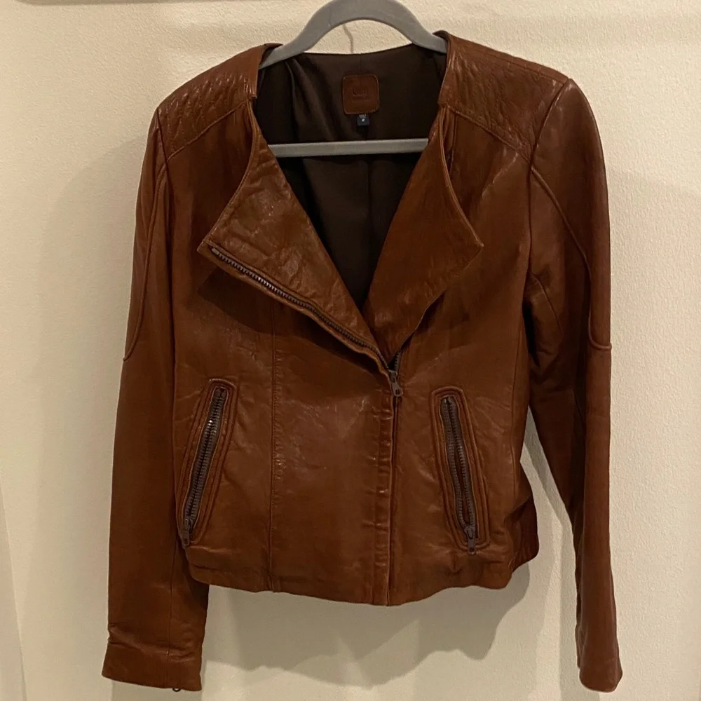 GAP Tan Leather Jacket - Picture 1 of 2